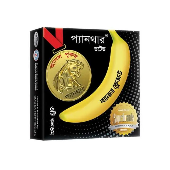 Panther Dotted Banana Flavored Condom – 3 Pieces