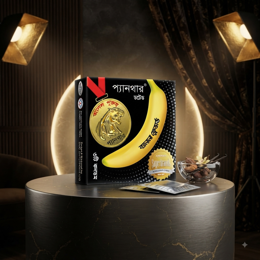 Panther Dotted Banana Flavored Condom – 3 Pieces